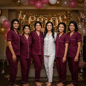 Burgundy womens pj Bridesmaid PJ Set,Bridesmaid Pajamas, Bridesmaid Gift, Cotton PJs, Pajama Set, Monogrammed PJs, Bridesmaids Pajamas set