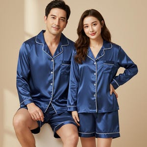 Satin Couple Pajamas, Gifts for the Couple, Custom Pajamas, Anniversary gift, Matching Pajamas, Custom Pajama Set, Valentine Pajamas