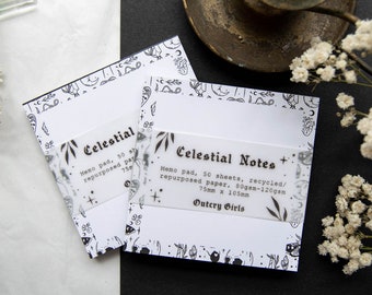 Occult Celestial Memo Pad// Witchy Notes, Dark Illustrations, Occult Stationery, Dark Stationery,  Small Gift, Back To School, Eco-Friendly