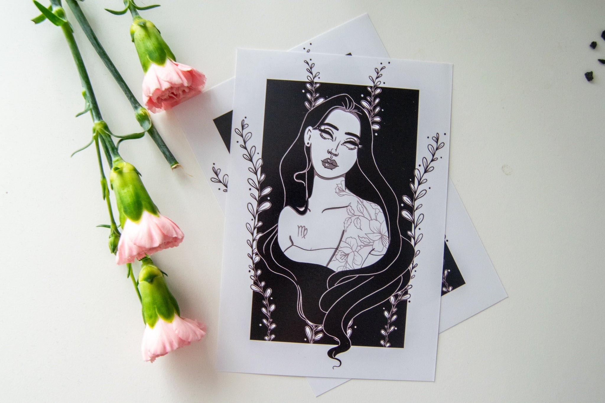 Zodiac Virgo Illustrated Art Print - Digital Art Print - Virgo Illust…