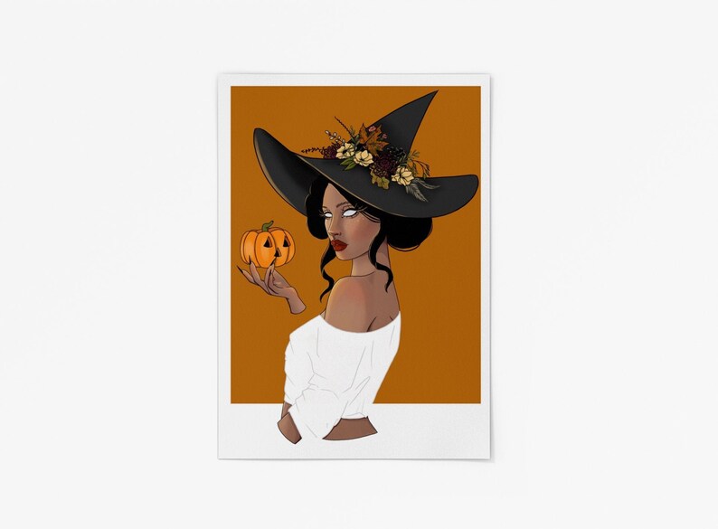 A6 A5 A4 Autumn Witch Illustration Digital Art Print Illustrated Art Print