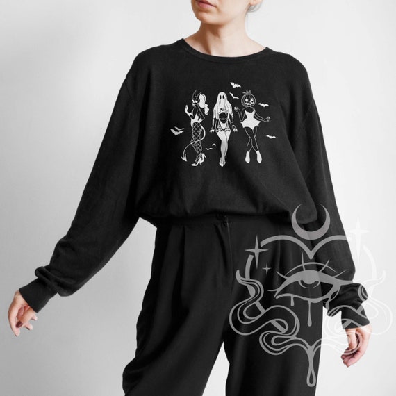 Spooky Girls Sweatshirt/ Jumper, Witchy Autumn Jumper, Alternative Dark Apparel, Halloween Sweatshirt, Gothic Jumper , Dark Academia Top