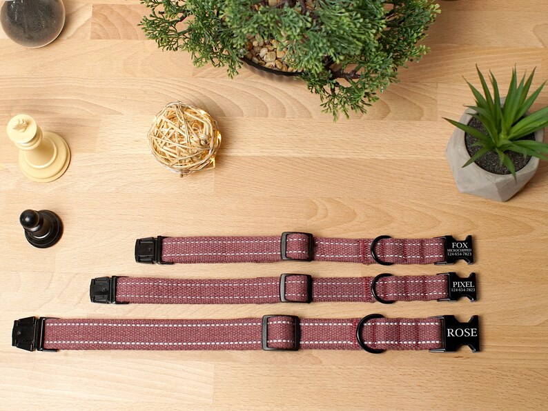 Reflective dog collar personalizedCustom engraved cotton dog Etsy
