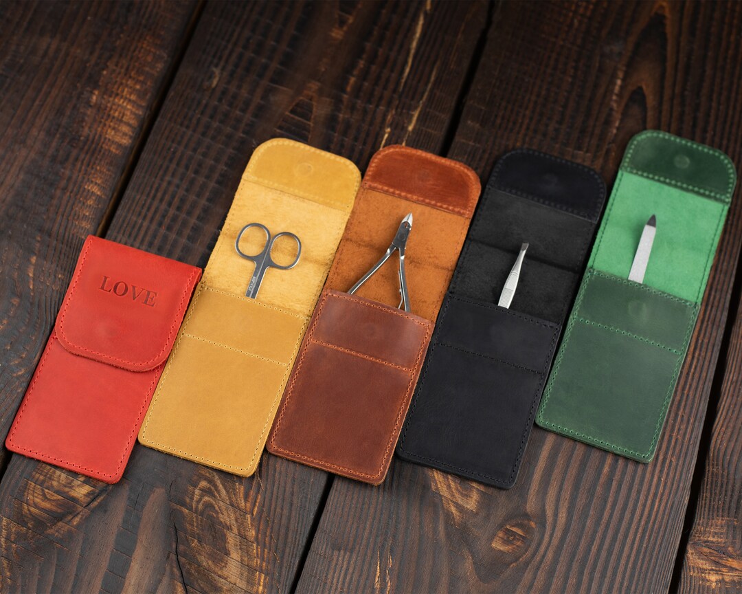Leather Manicure Set Case Custom Scissors Case With Etsy
