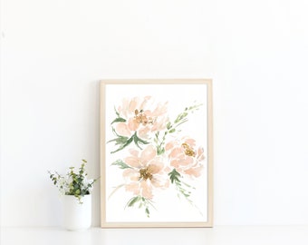 Rosa Pfingstrosen, Aquarell Druck, Kunstdruck, Rosa Blumen, Home Decor