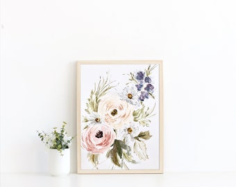 Aquarell Blumen Druck, Aquarell Malerei, Aquarell Druck, Ranunkel Kunst, Blumen Wandkunst, Orange Blumenkunst