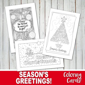 MERRY CHRISTMAS Coloring Cards -Happy Holidays Cards to color -Color with a purpose-Coloring Christmas cards -PDF file -Instant Download