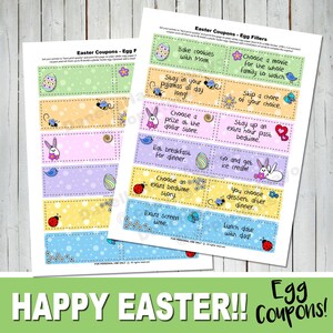 EASTER Egg Coupons | Easter Reward Tags | Happy Easter eggs, Easter School hunt Regalo de Pascua -PDF file - Instant Download