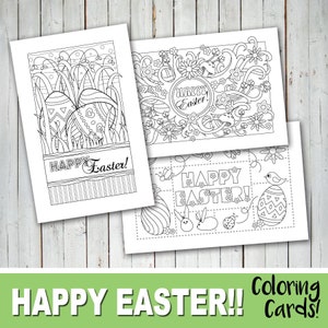 JOYEUSES PÂQUES Cartes à colorier -Joyeuses Pâques Cartes à colorier -Colorier avec un but- Coloriage Cartes de Pâques -Fichier Pdf -Téléchargement immédiat