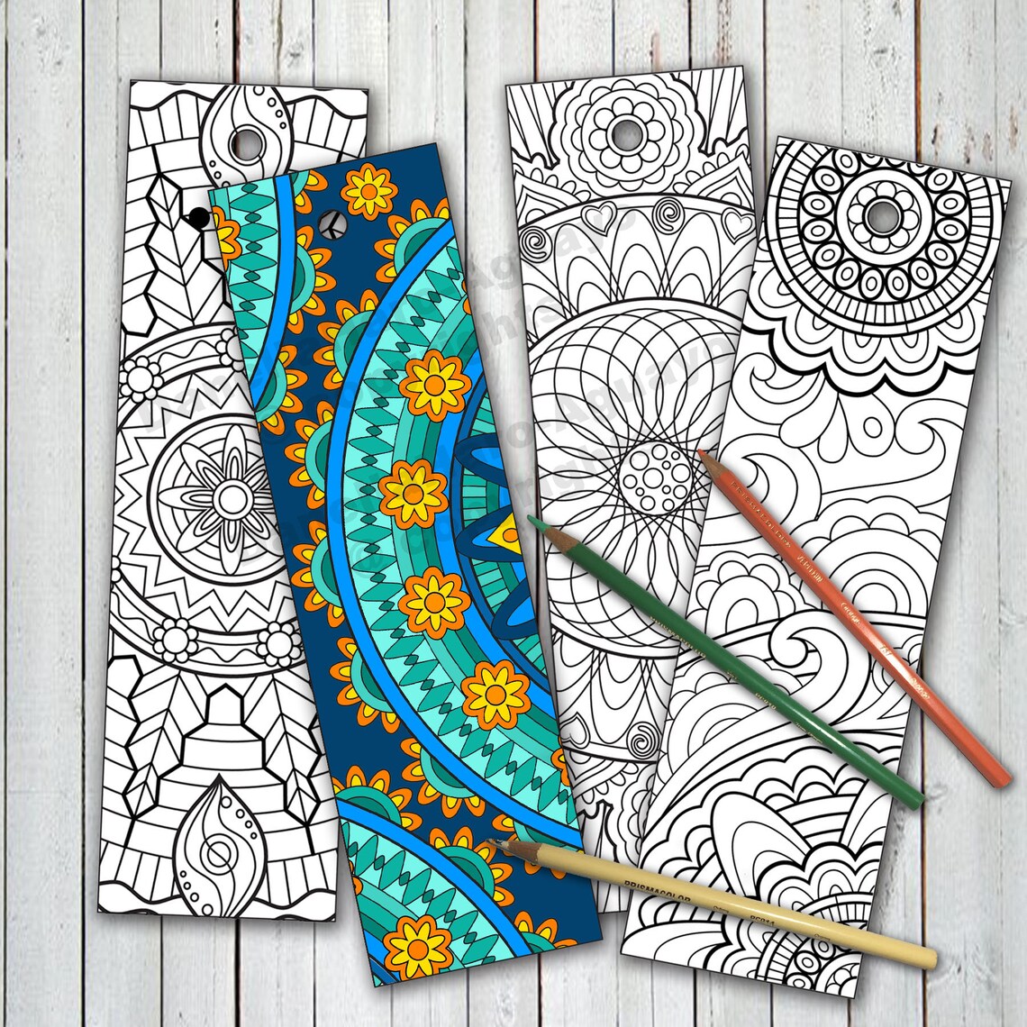 MANDALA BOOKMARKS Colorin Bookmarks Happy Everyday's Day Coloring