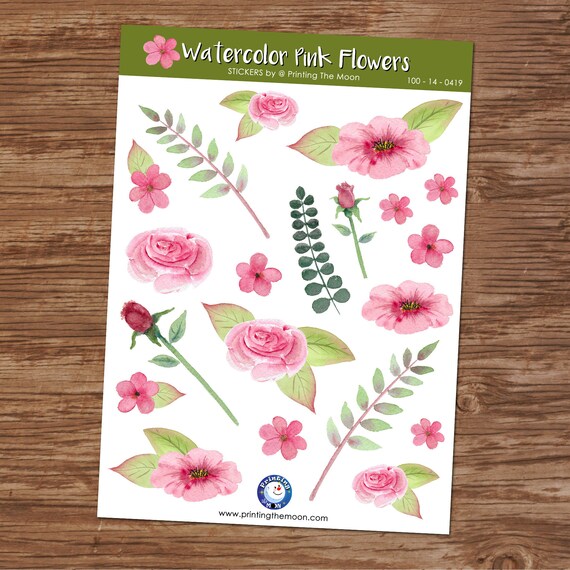 Pink Flower Watercolor Sticker