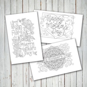 MOTHER&#39;S DAY Coloring Cards - Happy Mother&#39;s Day - Coloring Cards for mom - Instant Download - DIY Gift for Mom - PDFs, Instant Download