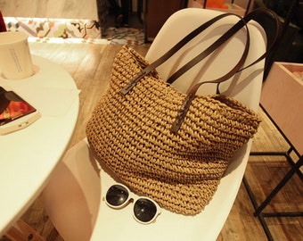 large woven straw tote