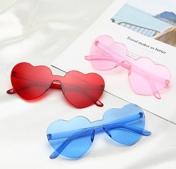 Peach Heart Sunglasses/love Sunglasses/rimless Glasses/one - Etsy