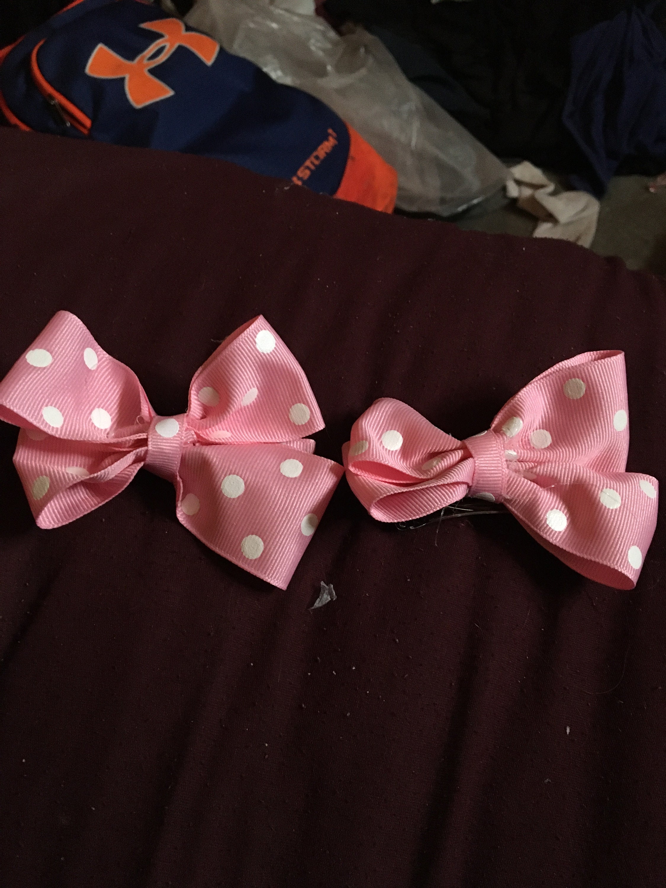 Pink ribbon hair bow barrette Etsy