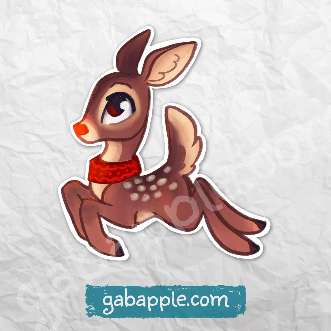 Rudolph the Red-nosed Reindeer Deer Cute Christmas Sticker - Etsy