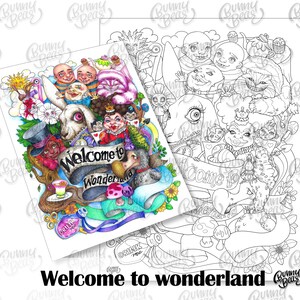 Welcome to wonderland Coloring page Downloadable digital copy for Adult. Pdf & Jpg file Letter8.5x11 and A421cm x 29.7cm image 4