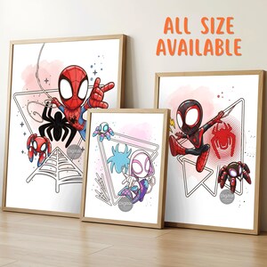 Spidey Wall Art Set of 3, Spidey and His Amazing Friends Posters, Kids Bedroom Decor, Superhero Printables, Instant Download