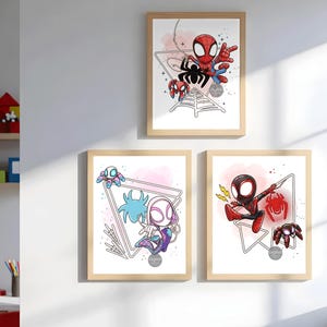 Spidey and His Amazing Friends Wall Art Set of 3, Kids Room Decor, Superhero Posters, Spidey Bedroom Wall Decor, Printable Art, Instant Download