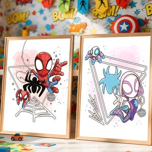 Spidey and His Amazing Friends Wall Decor Set of 3, Kids Room Posters, Superhero Bedroom Art, Digital Download Printables