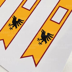 DIY custom banners for LEGO Castle Factions. Crow Knights banners for MOC and army builders. Printable on paper or fabric/canvas.