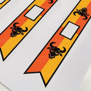 DIY custom banners for LEGO Castle Factions. Bull Knights banners for MOC and army builders. Printable on paper or fabric/canvas.