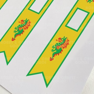 DIY custom banners for LEGO Castle Factions. Dragon Masters banners for MOC and army builders. Printable on paper or fabric/canvas.