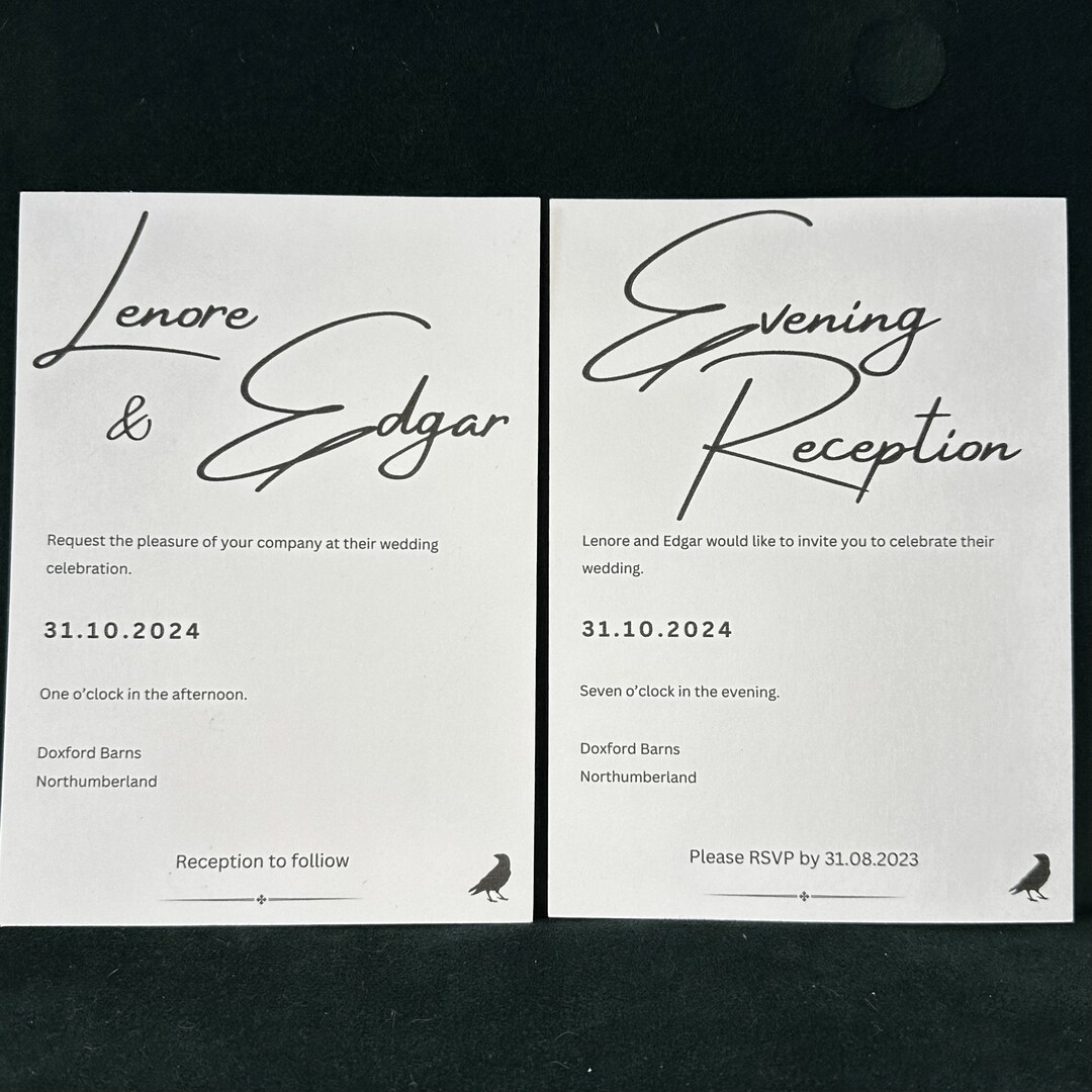 Wedding Invitations Wedding Stationery Edgar Allan Poe Etsy