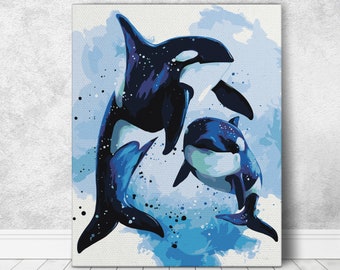 Whales Paint By Numbers Sea Oil Painting For Adults Gift For Adults Whale Acrylic Painting Home Decoration Whales Painting By Numbers RD0011