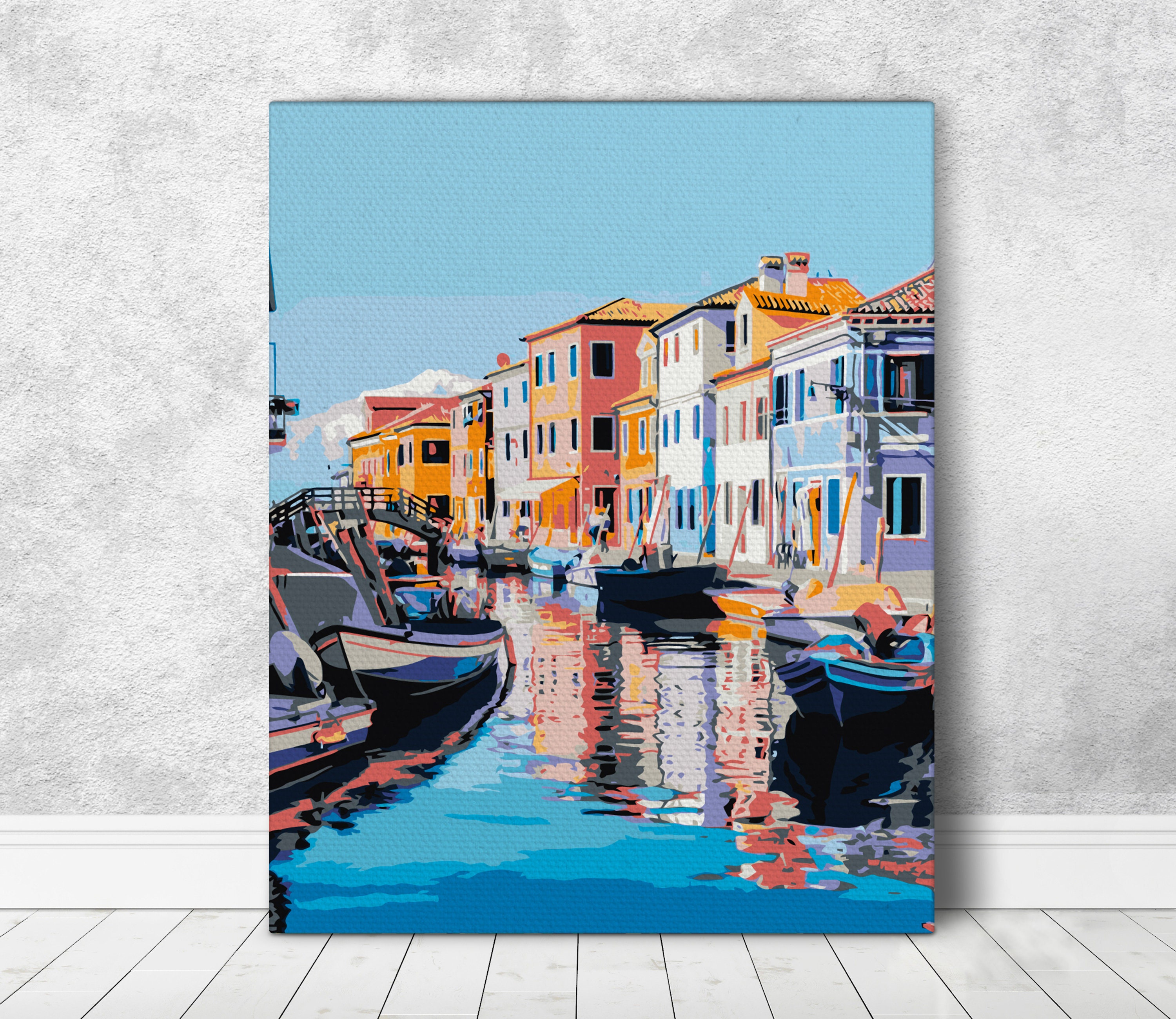 Venice Paint on Canvas HandMade DIY Set Painting by Numbers Picture with Unique Design Old Town Paint by Numbers Best Gift for Adult Painter