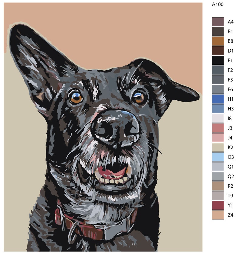 Black Dog Acrylic Painting Oil Picture Style Wall Art Pet