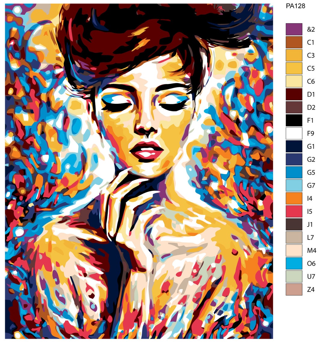 Paint by Numbers Colorful Lady Painting DIY Kit Painting for Etsy