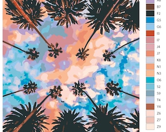 Miami Palms Paint By Numbers DIY Kit For Adults Colorful Painting Wall Art Summer Painting Palm Tree Paint By Number Gift Painting RD0020