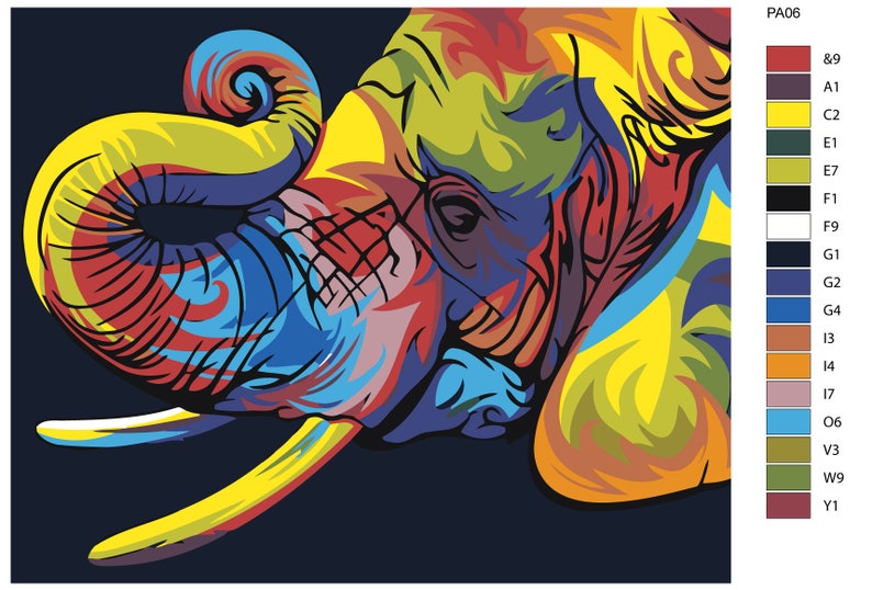 Colorful Elephant Painting by Numbers DIY Paint by Number Kit Etsy