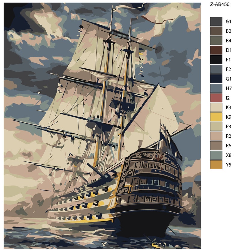 Sailing Ship Paint By Numbers DIY Kit Painting On Canvas Etsy