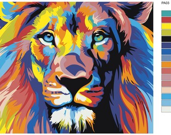 Colorful Lion Painting By Numbers DIY Kit Lion Painting Wall Painting For Adults Creative Gift Oil Painting Wall Art Lion Design PA03