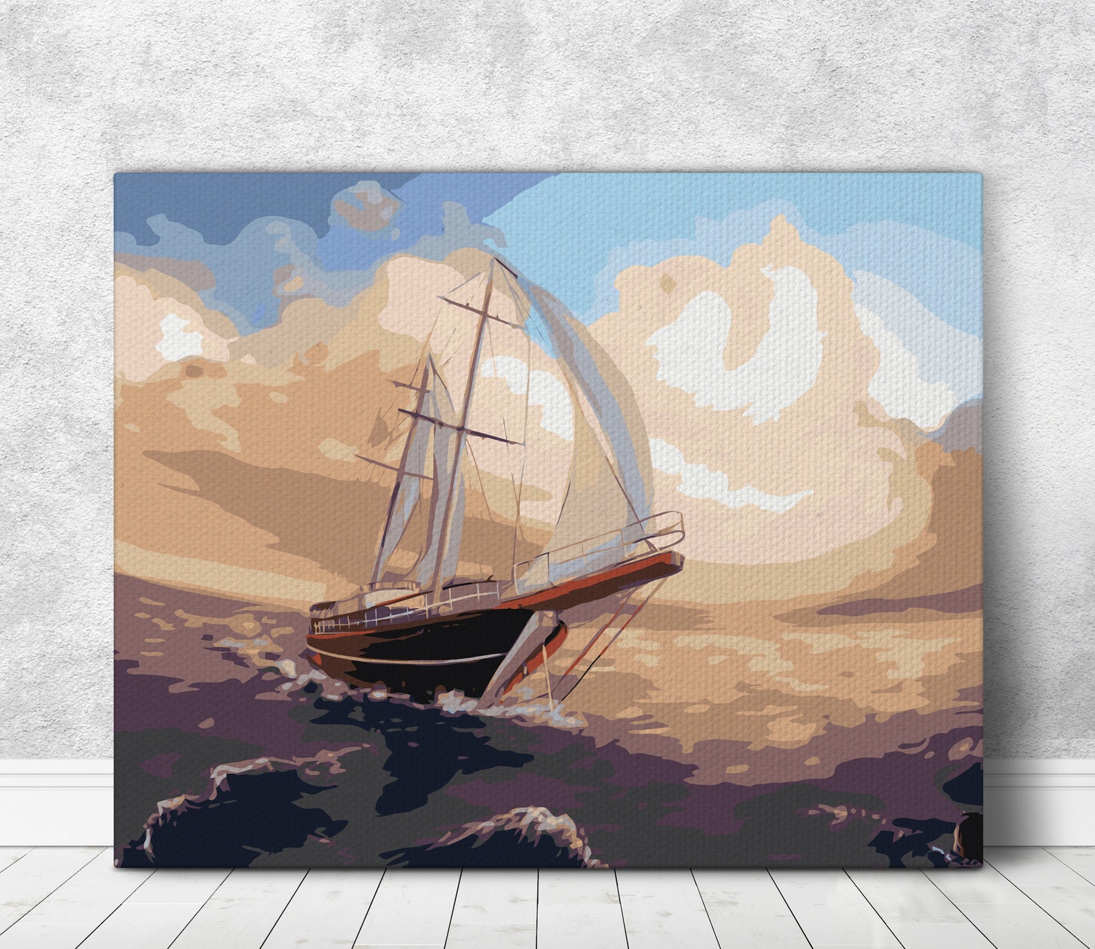 Sailing Boat Paint By Numbers DIY Kit Painting On Canvas Etsy