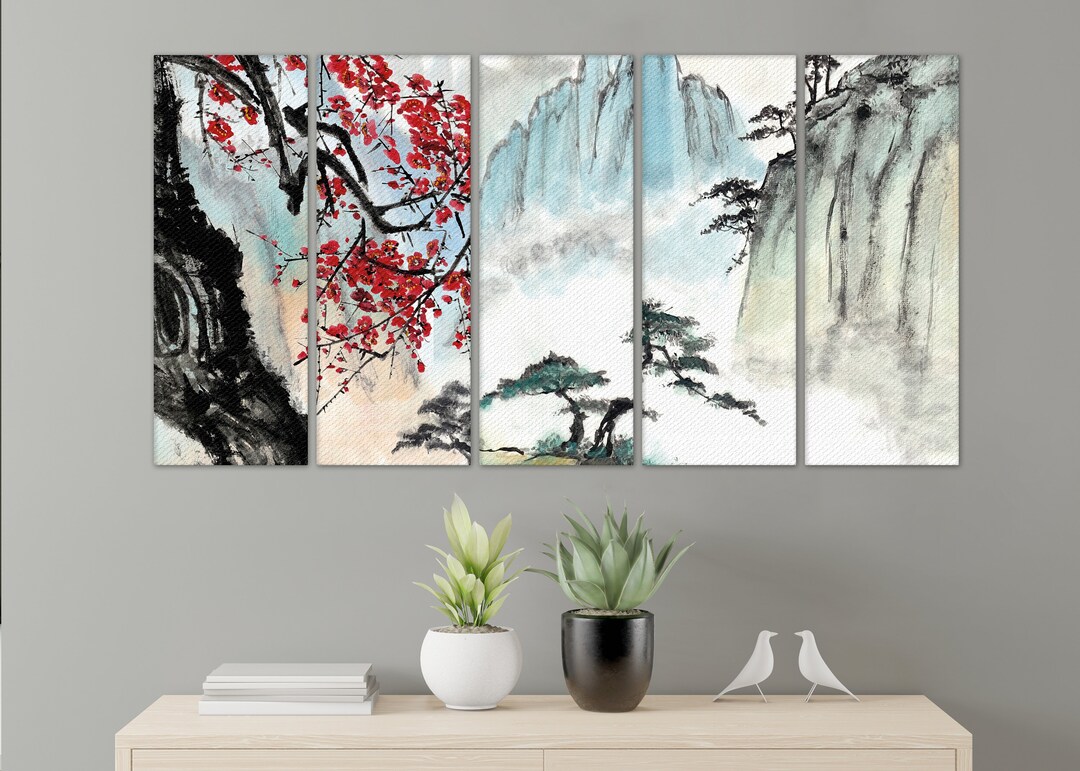 Cherry Blossoms Wall Paintings 3 Pieces Set Nature Canvas Art Home ...