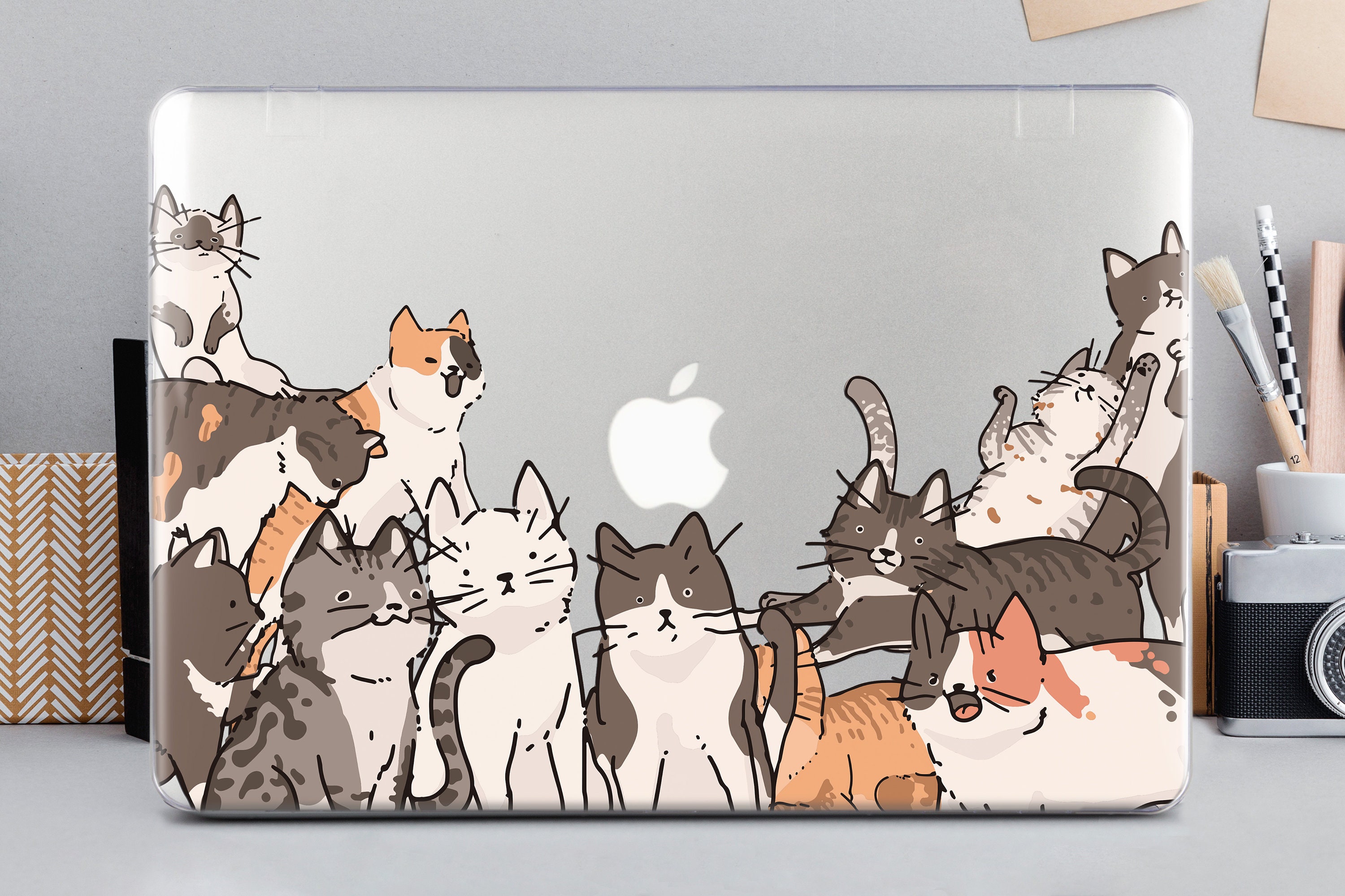 Mac Case Cartoon Cat with Red Gifts Box Plastic Hard Shell Compatible Mac Air 11 Pro 13 15 Laptop Case Protection for MacBook 2016-2019 Version