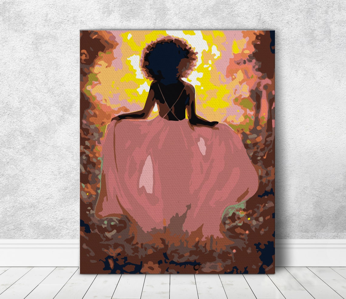 Afro Woman Paint By Numbers Diy Kit For Adults Afro Girl Etsy