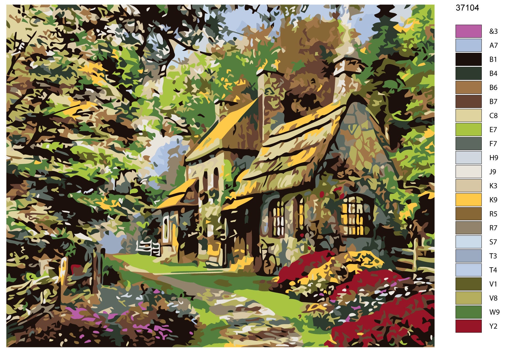 Village House Painting by Numbers Nature Paint by Numbers DIY Etsy UK