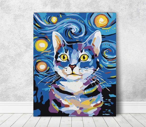Cat Paint By Numbers Kit DIY Oil Painting On Canvas For Adults Art