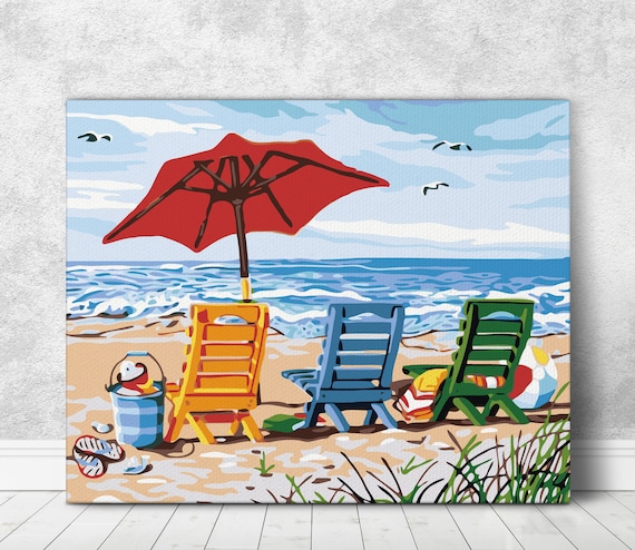 Beach Oil Painting for Adults Paint by Numbers DIY Kit Vacation Paint on  Your Own Wall Art Home Decoration Sea Framed Oil Painting RD0131 