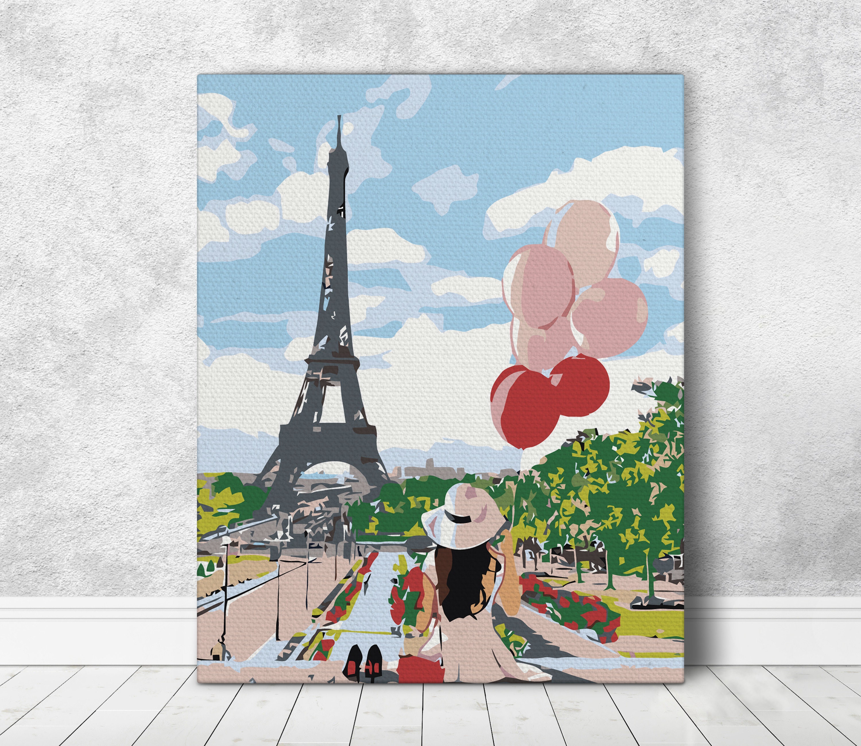 Kit de Cuadro para Pintar al Oleo por Numeros Minimundo La Torre de Paris  65 x 50 cm