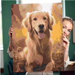 Custom Pet Portraits Using Pet Photo Paint By Number Kit Personalized Dog Cat Portraits Paint by Number,DIY Paint By Number Pet Lover Gift