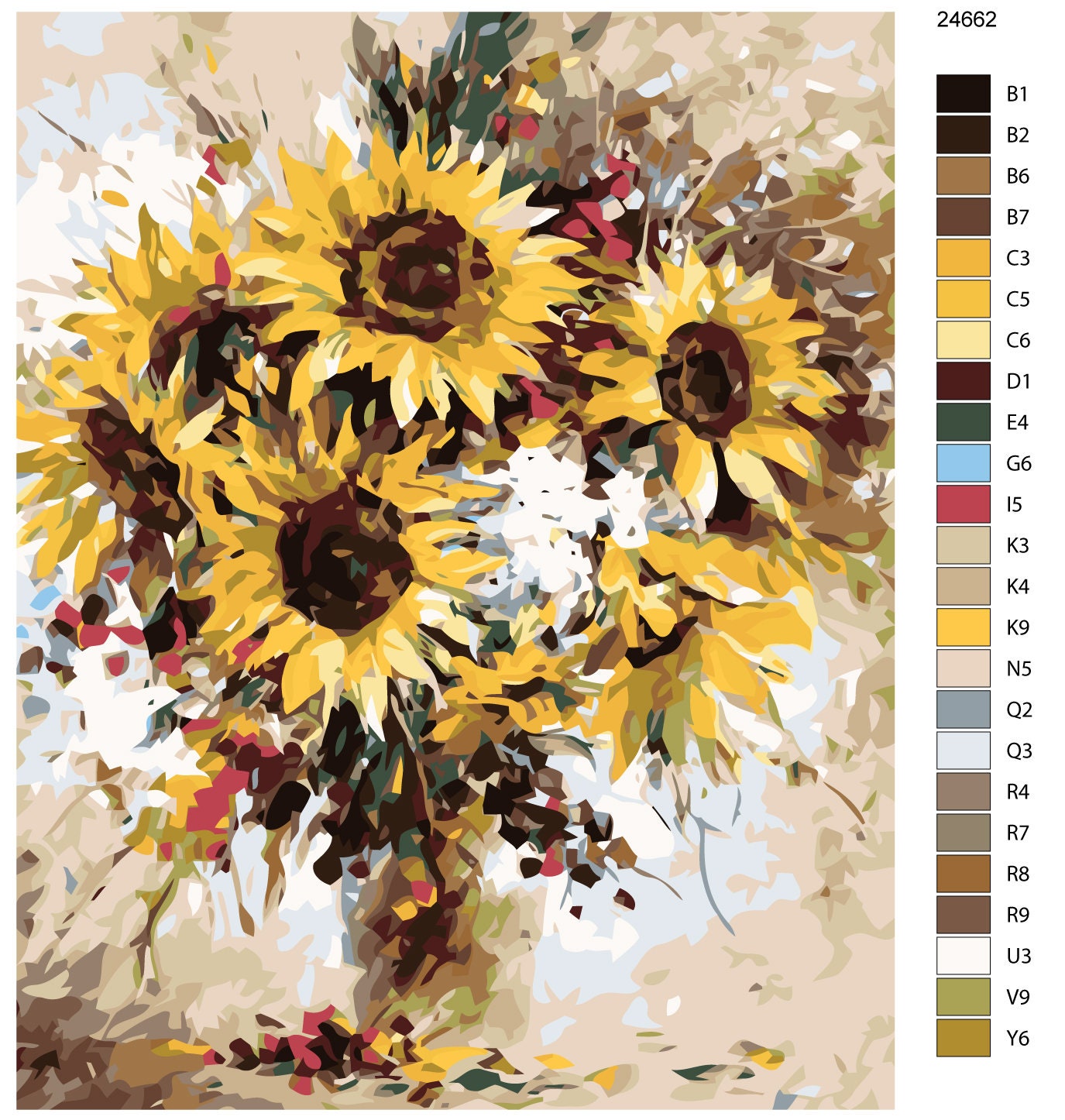 Sunflowers Oil Painting by Numbers DIY Adults Paint by Number Kit ...