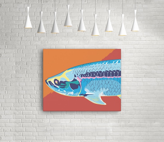 Pesce in metallo Salmone Pop Art Dipinto fai da te fatto a mano con i numeri  Set per dipingere tela con cornice Immagine dal design unico Regalo per  adulti RD0164 