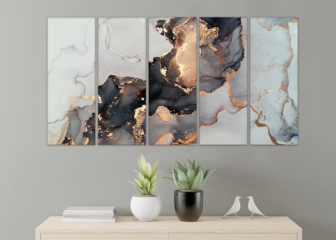 Gray Marble Panels Picture Wall Art Home Decoration Pictures Gold Marble  Canvas Painting Office Decor Set of 5 Modern Art Picture RD0324 - Etsy  Ireland