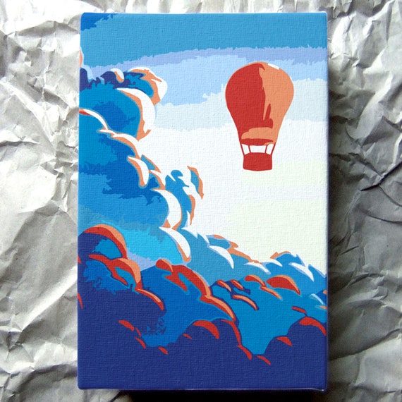 Hot Air Balloon Paint by Numbers DIY Kit for Adults Blue Sky Etsy