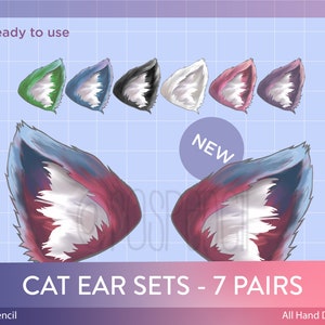 VTuber Cat Ear Assets - 7 colors | Accessory | Fur | Prop | Celestial | Magical | Magic | Fantasy | Cosmic | Aesthetic | Midnight | Sky